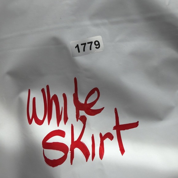 White Eyelet Asymmetrical Midi Skirt Bias Cut Cottagecore Ruffle Hem Coastal L - Picture 9 of 9